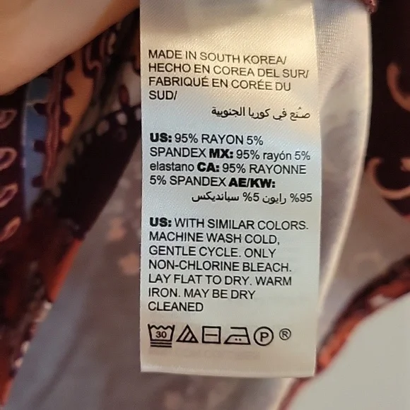 Chicos burgandy paisley print 3/4 sleeve small - Picture 4 of 5